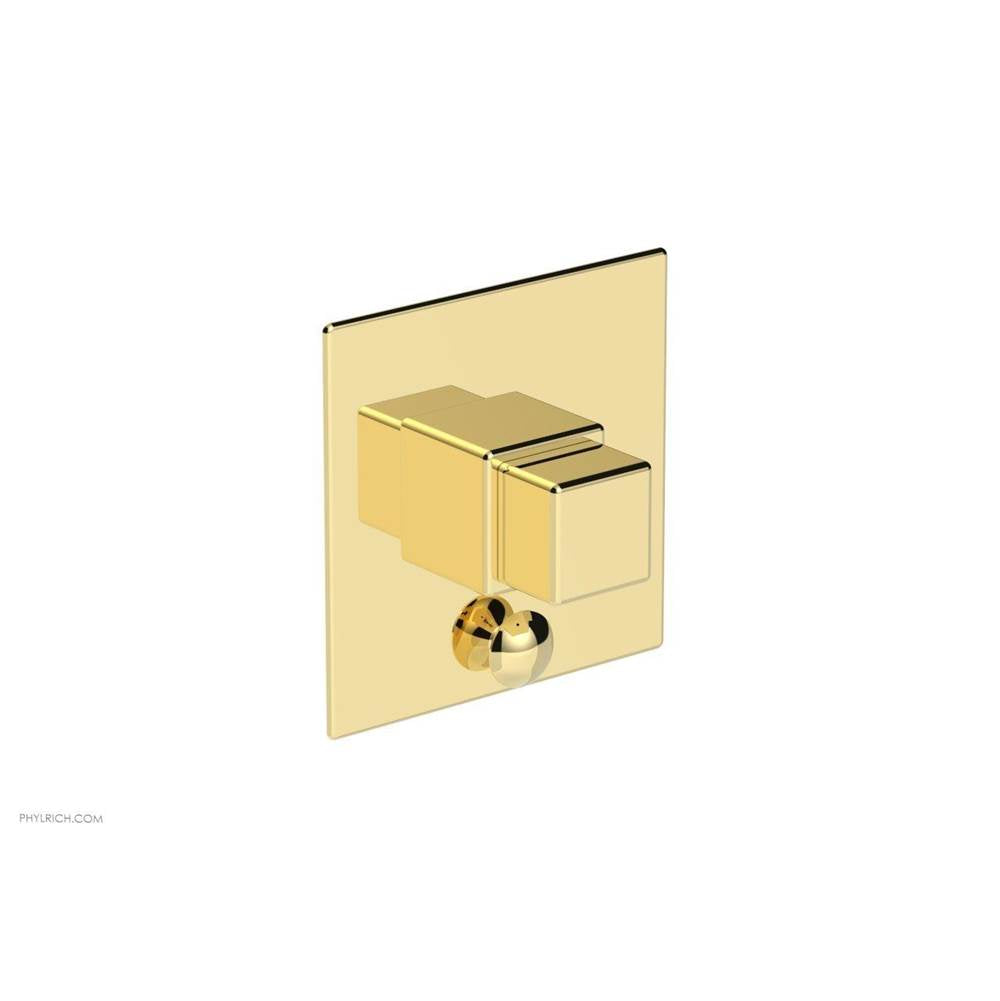 Phylrich - MIX Pressure Balance Shower Plate with Diverter and Handle Trim Set - Cube Handle 4-110 - Polished Gold