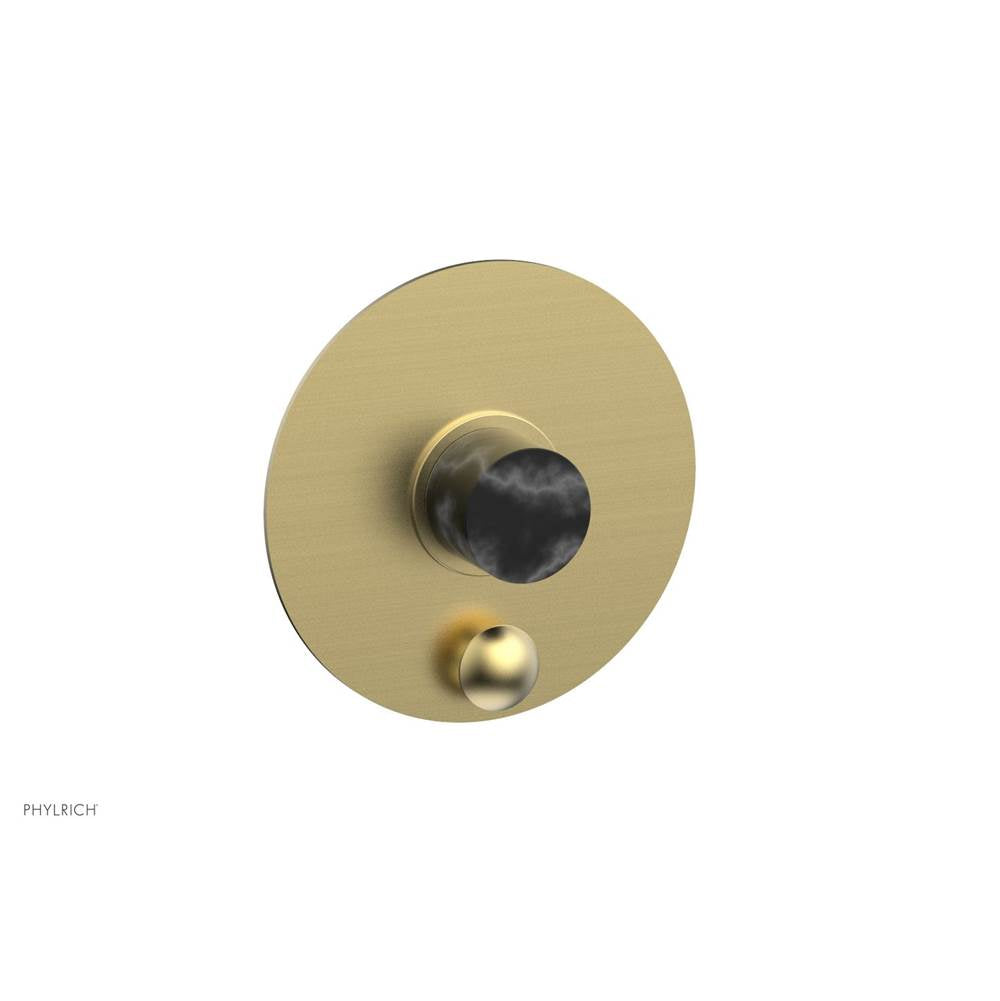 Phylrich - Rnd Pb Shower Plate W/ D Marble Handle - Burnished Gold
