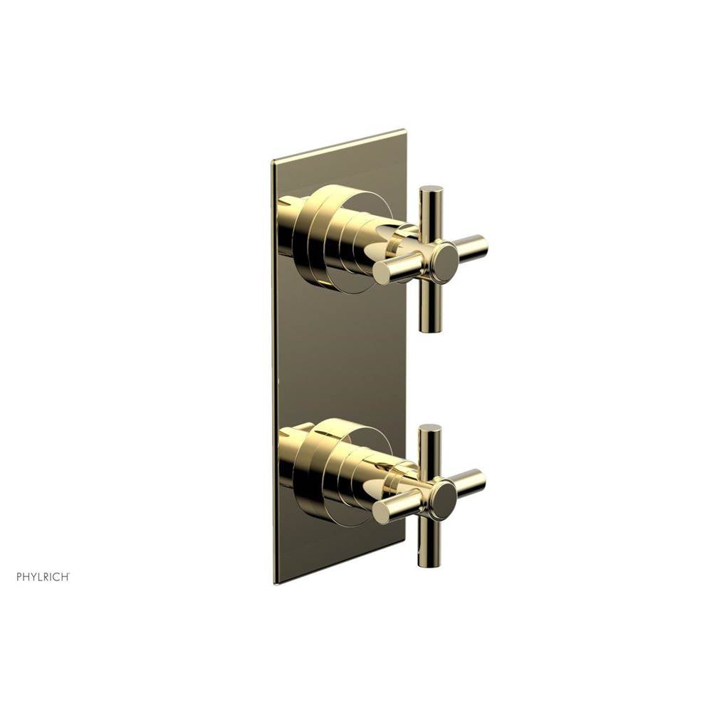 Phylrich - BASIC 1/2'' Thermostatic Valve with Volume Control or Diverter Cross Handles 4-350 - Polished Brass Uncoated