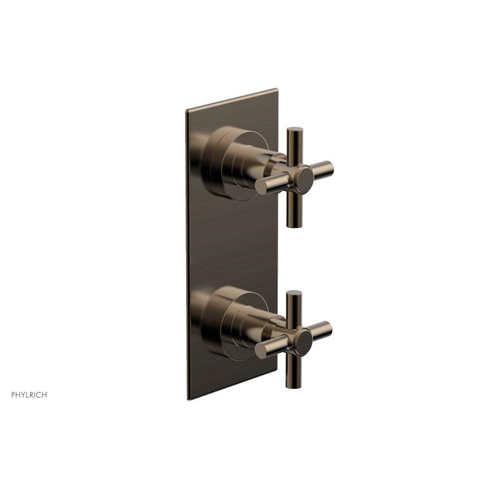 Phylrich - BASIC 1/2'' Thermostatic Valve with Volume Control or Diverter Cross Handles 4-350 - Antique Brass