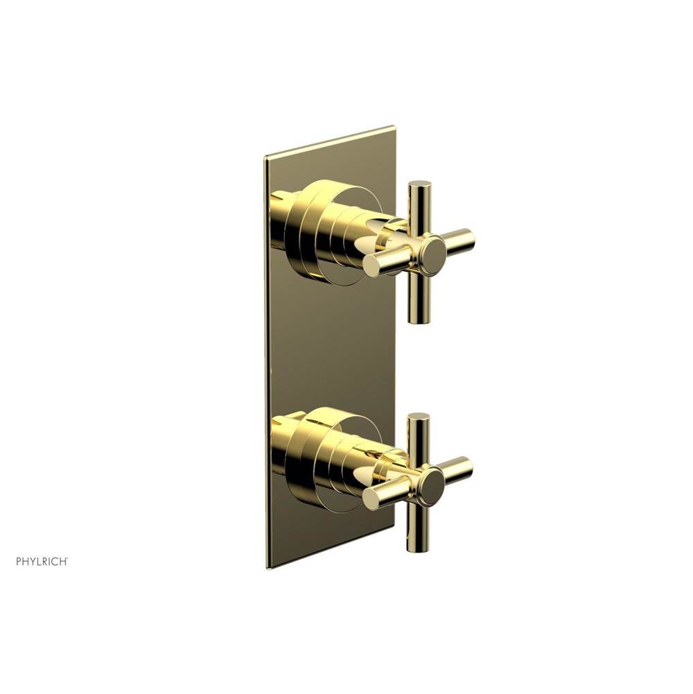 Phylrich - BASIC 1/2'' Thermostatic Valve with Volume Control or Diverter Cross Handles 4-350 - Polished Brass