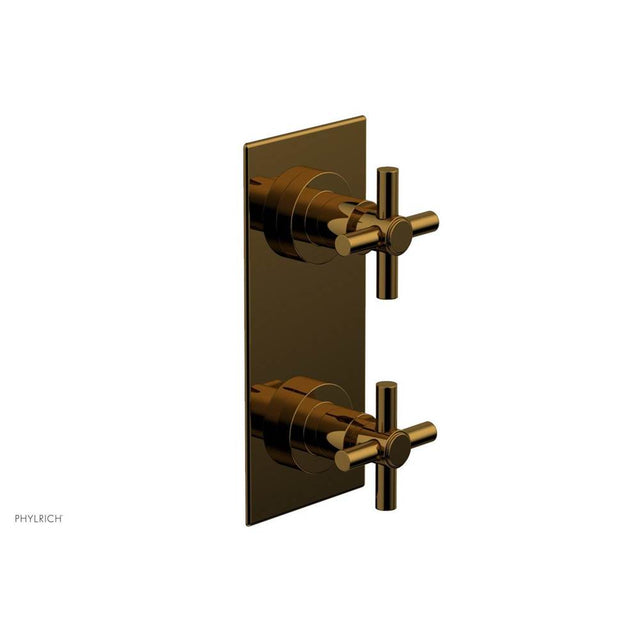 Phylrich - BASIC 1/2'' Thermostatic Valve with Volume Control or Diverter Cross Handles 4-350 - French Brass