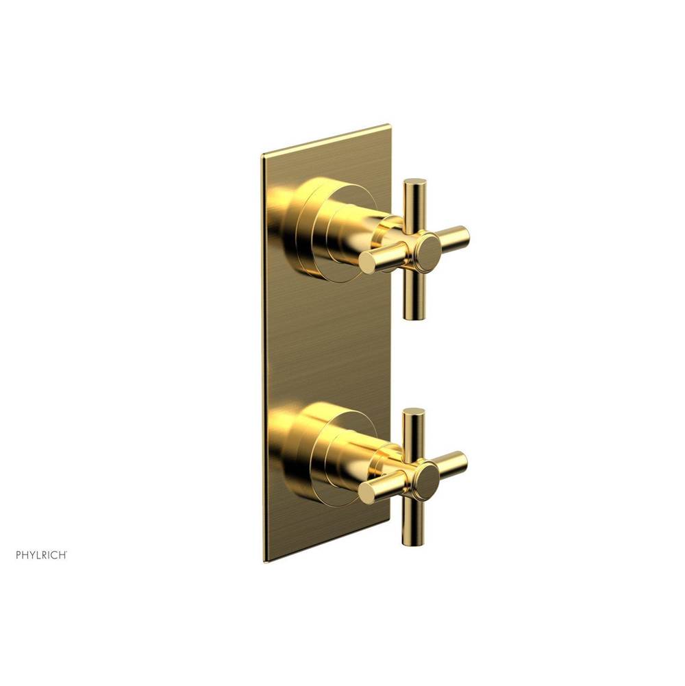Phylrich - BASIC 1/2'' Thermostatic Valve with Volume Control or Diverter Cross Handles 4-350 - Satin Gold
