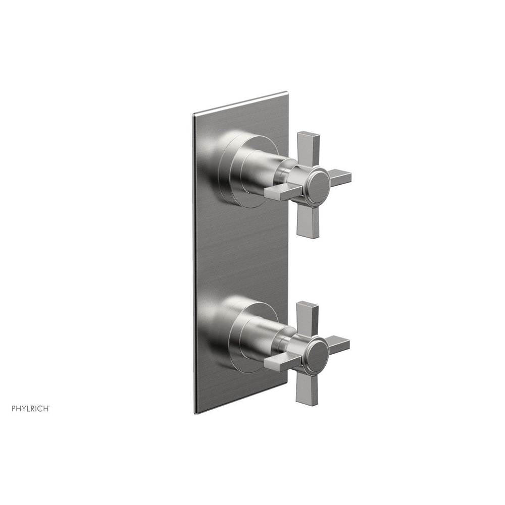 Phylrich - BASIC 1/2'' Thermostatic Valve with Volume Control or Diverter Blade Cross Handles 4-356 - Satin chrome
