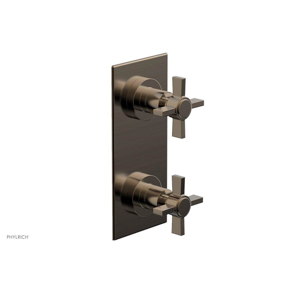 Phylrich - BASIC 1/2'' Thermostatic Valve with Volume Control or Diverter Blade Cross Handles 4-356 - Antique Brass