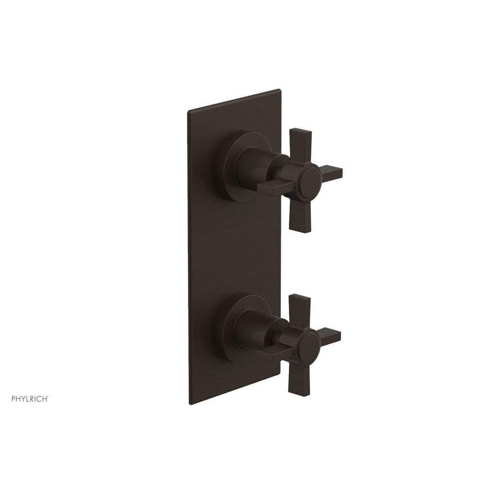 Phylrich - BASIC 1/2'' Thermostatic Valve with Volume Control or Diverter Blade Cross Handles 4-356 - Antique Bronze