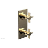 Phylrich - BASIC 1/2'' Thermostatic Valve with Volume Control or Diverter Blade Cross Handles 4-356 - Satin Brass