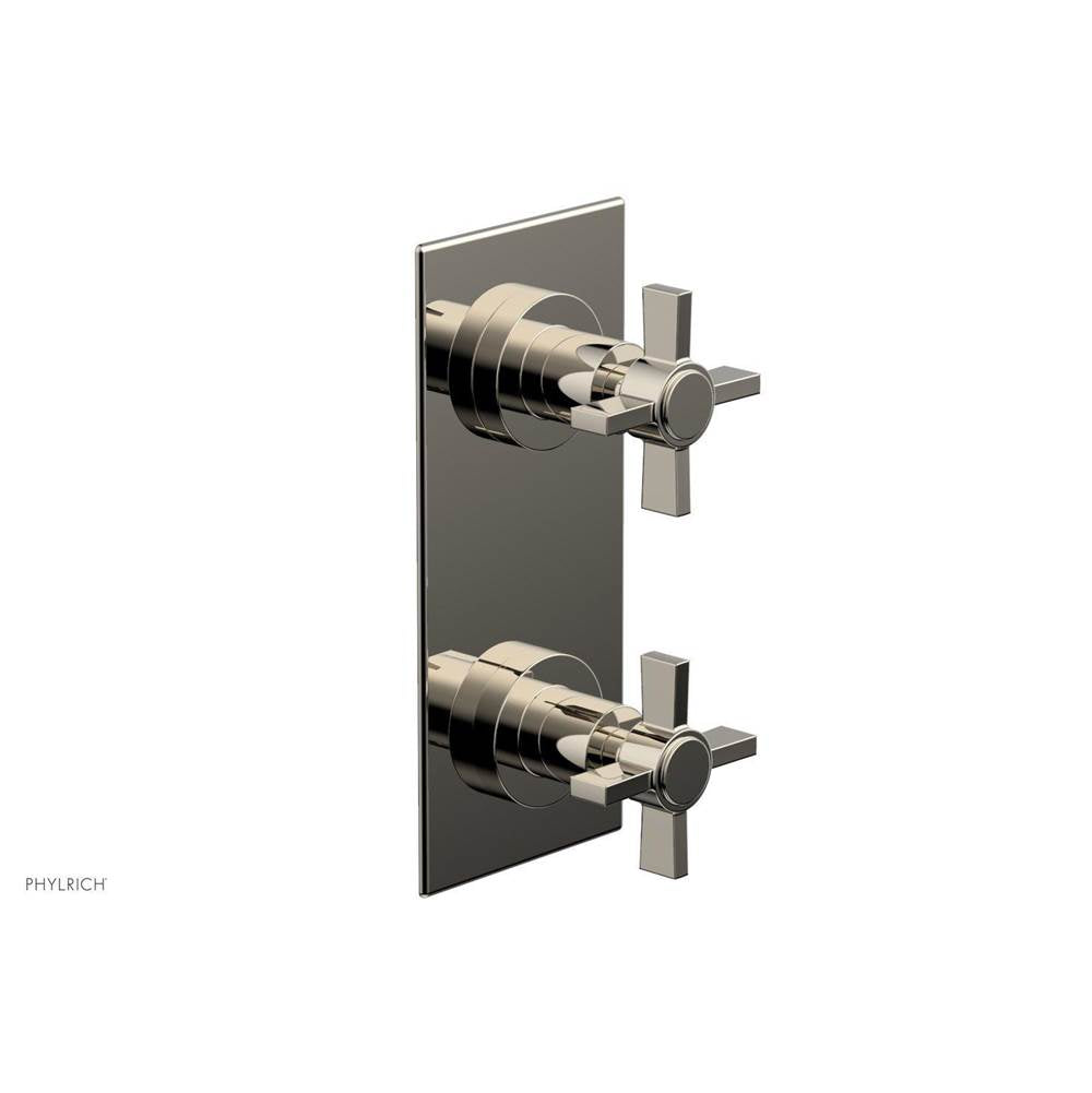 Phylrich - BASIC 1/2'' Thermostatic Valve with Volume Control or Diverter Blade Cross Handles 4-356 - Polished Nickel
