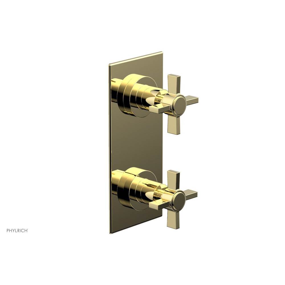 Phylrich - BASIC 1/2'' Thermostatic Valve with Volume Control or Diverter Blade Cross Handles 4-356 - Polished Brass
