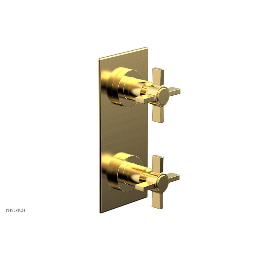 Phylrich - BASIC 1/2'' Thermostatic Valve with Volume Control or Diverter Blade Cross Handles 4-356 - Satin Gold