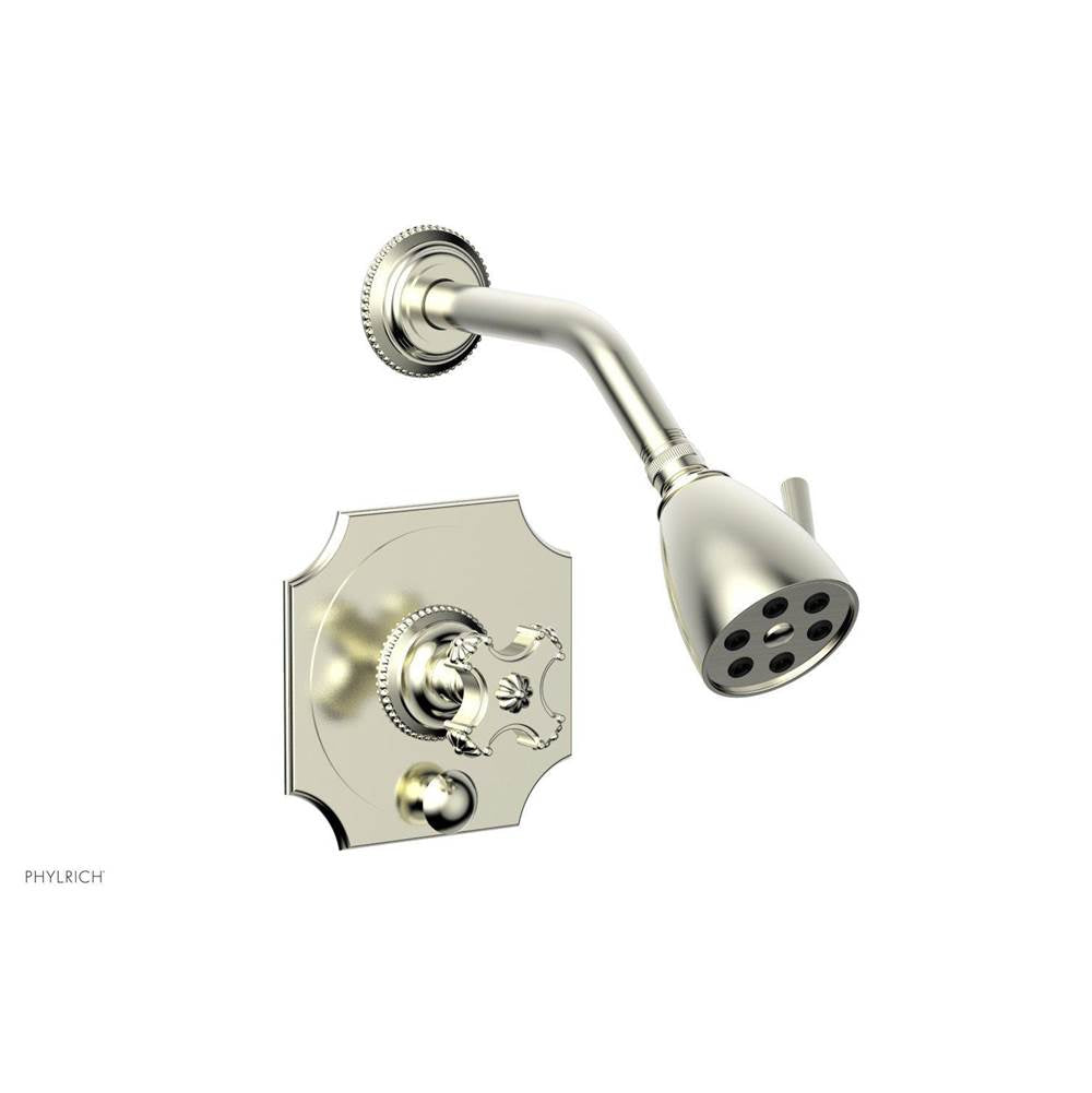 Phylrich - MARVELLE Pressure Balance Shower and Diverter Set (Less Spout), Cross Handle 4-477 - Satin Nickel