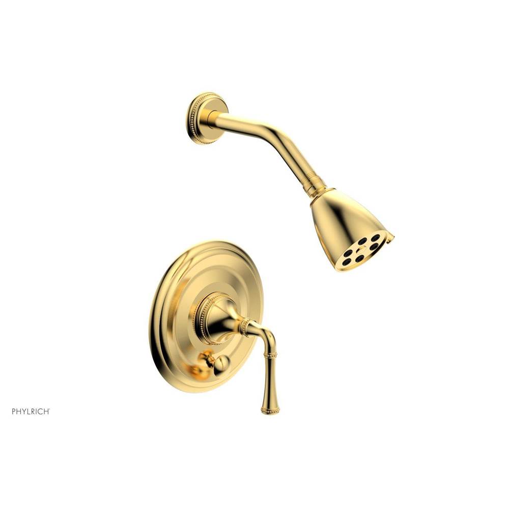 Phylrich - BEADED Pressure Balance Shower and Diverter Set (Less Spout), Lever Handle 4-481 - Satin Gold