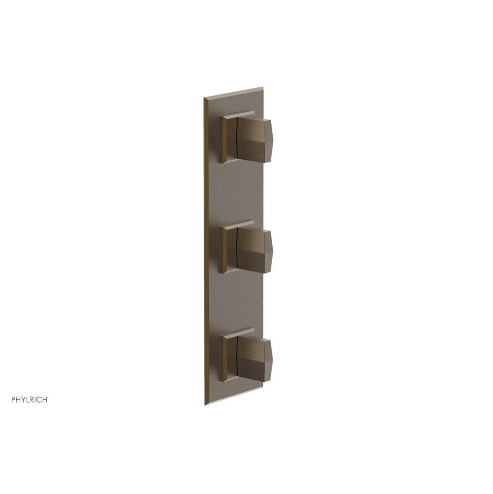 Phylrich - DIAMA 1/2'' Thermostatic Valve with Two Volume Control, Blade Handles 4-563 - Old English Brass