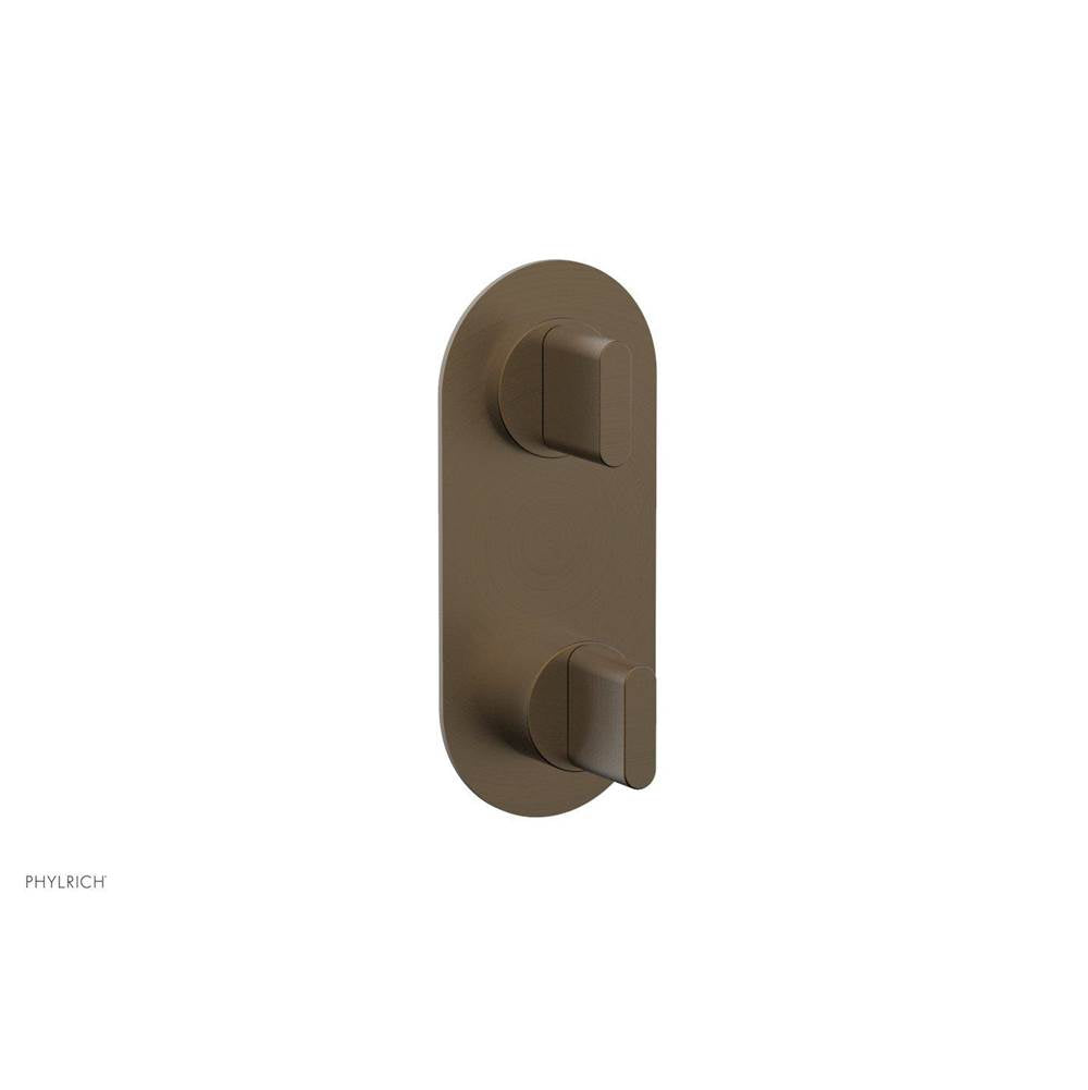 Phylrich - ROND 1/2'' Thermostatic Valve with Volume Control or Diverter, Blade Handles 4-575 - Old English Brass