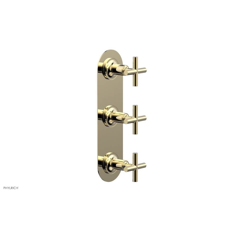 Phylrich - 3 Cross Handle 1/2 & 3/4 Ts Trim Kit - Polished Brass Uncoated
