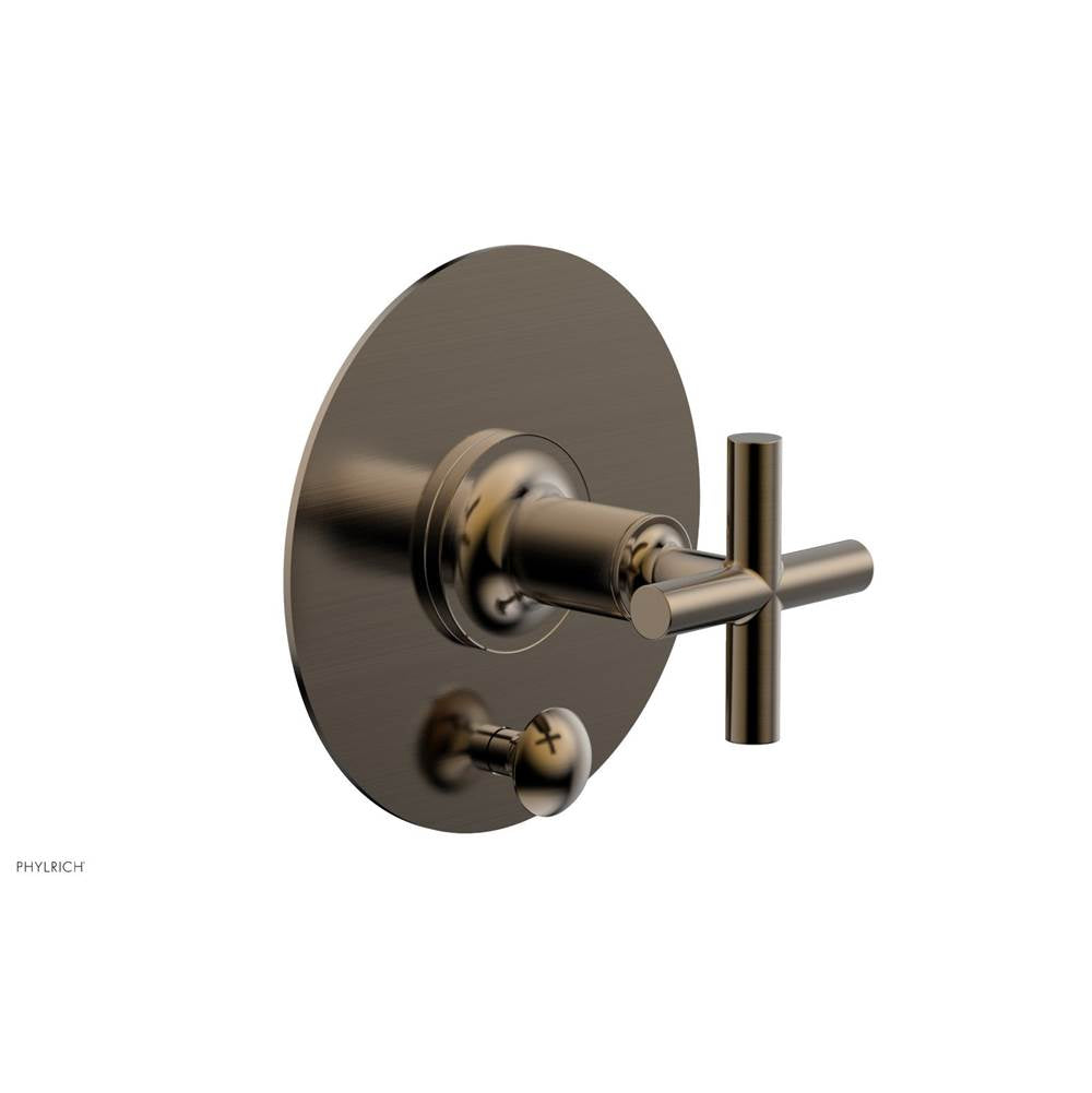 Phylrich - Pb Shower Plate W Div Set Cross Hdl Trim - Antique Brass