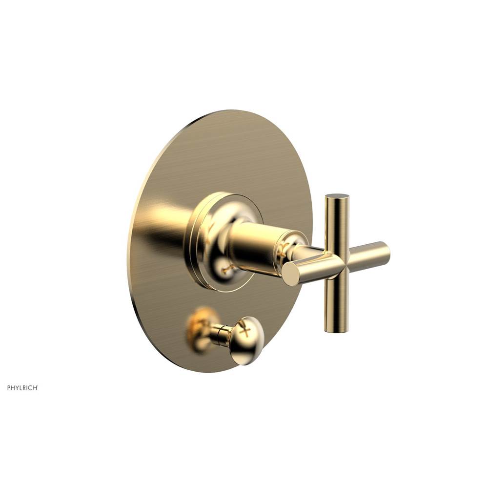 Phylrich - Pb Shower Plate W Div Set Cross Hdl Trim - Satin Brass
