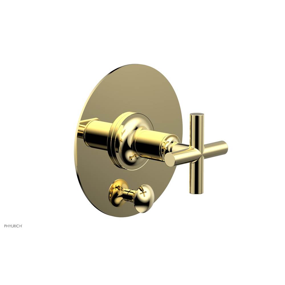 Phylrich - Pb Shower Plate W Div Set Cross Hdl Trim - Polished Brass