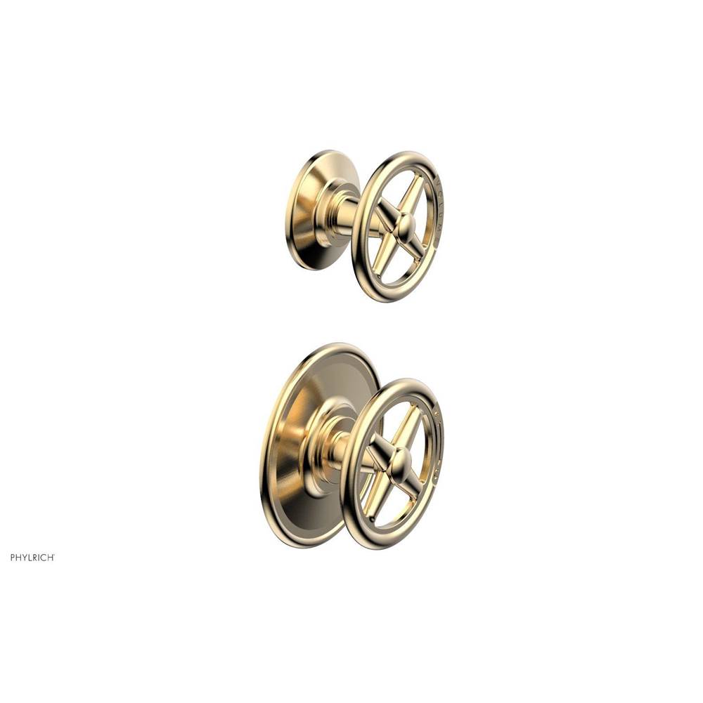 Phylrich - Ts Vlv Trim Works W/Vol Contrl, Cross Hdl Engraved - Satin Brass