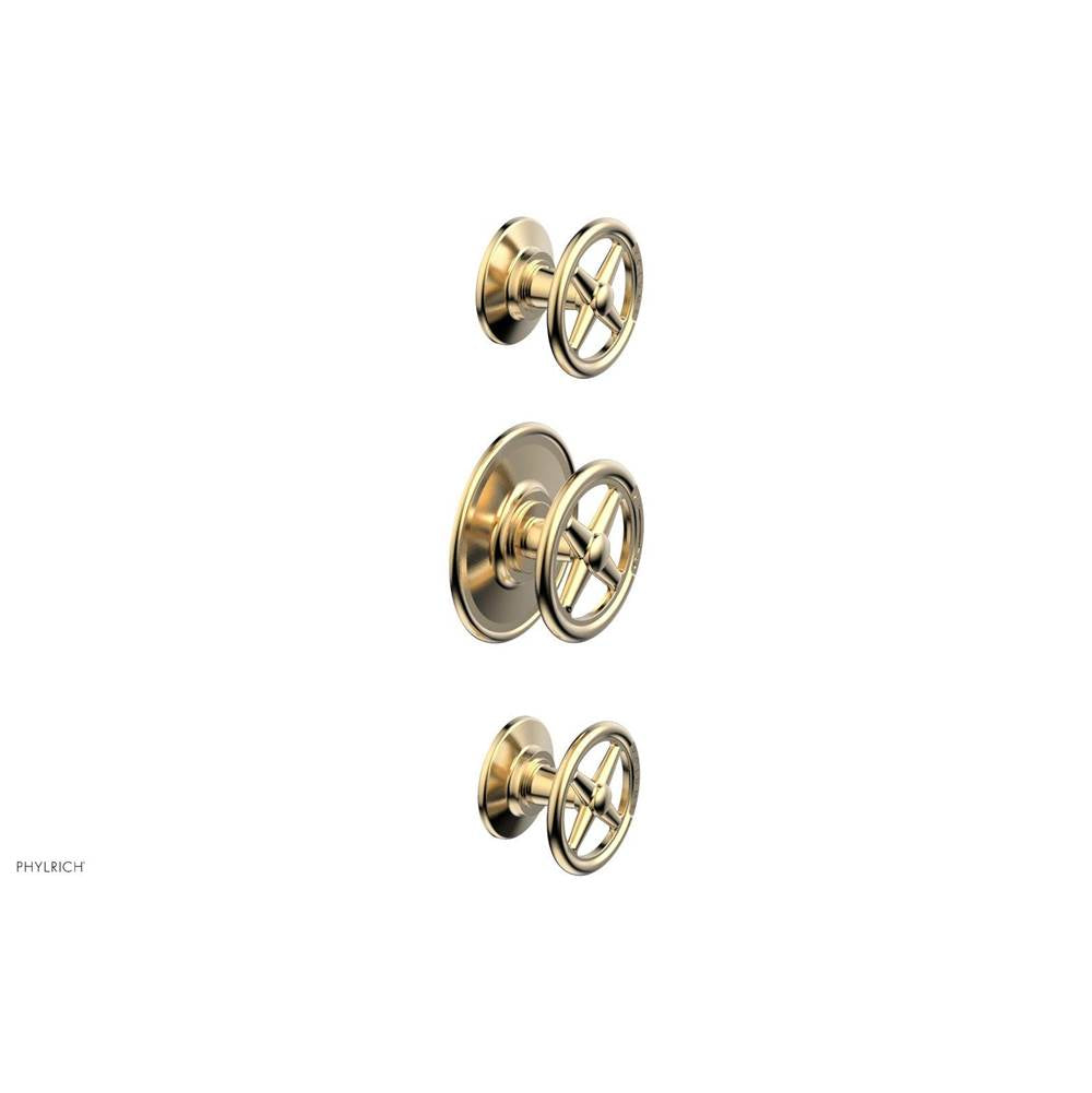 Phylrich - 1/2'' And 3/4''  Works Therm Shwr To, Cross Handle - Satin Brass