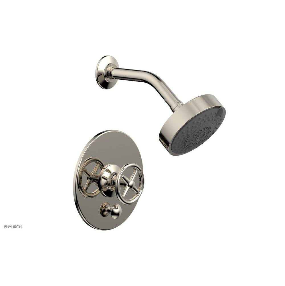 Phylrich - Pb  Works  Shwr And Div Set, Cross Handle - Polished Nickel