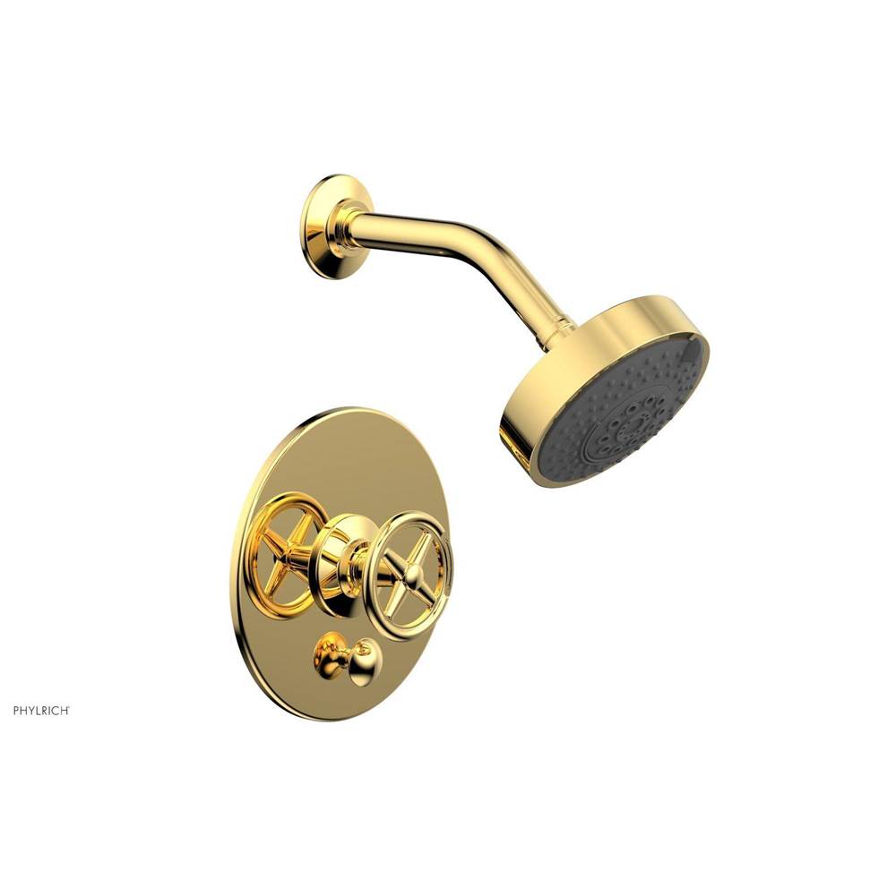 Phylrich - Pb  Works  Shwr And Div Set, Cross Handle - Polished Gold