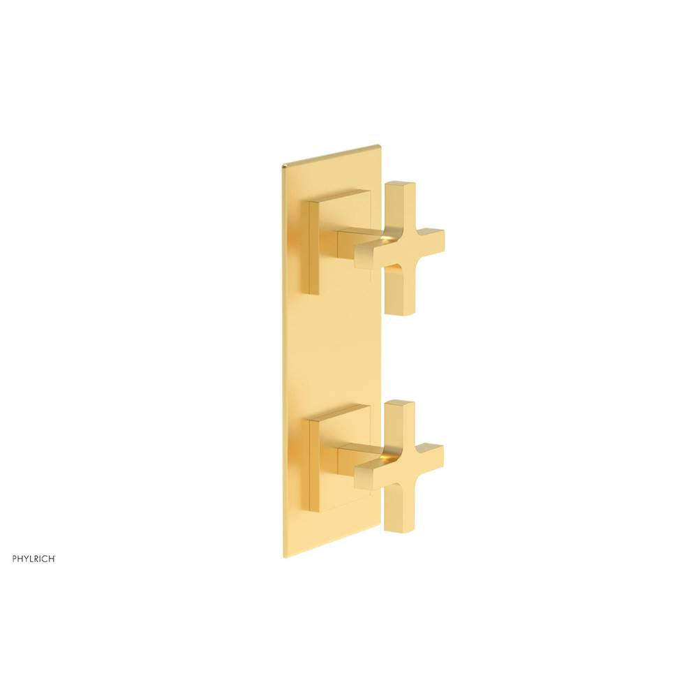 Phylrich - CROI - Thermostatic Valve with Volume Control or Diverter - Cross Handles - Burnished Gold