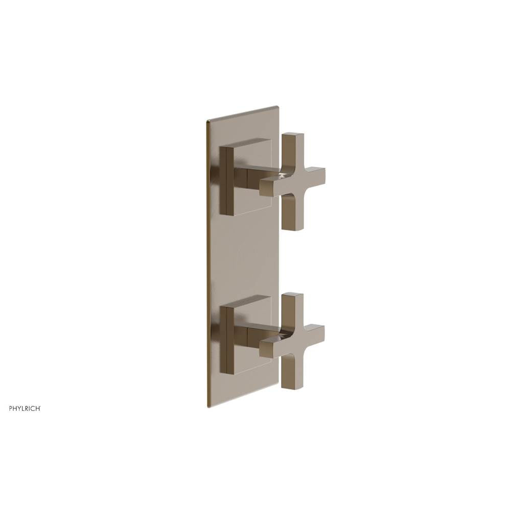 Phylrich - CROI - Thermostatic Valve with Volume Control or Diverter - Cross Handles - Antique Brass