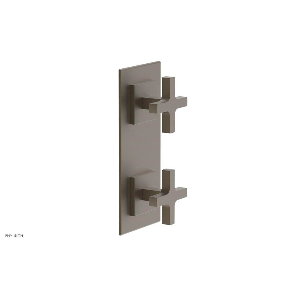 Phylrich - CROI - Thermostatic Valve with Volume Control or Diverter - Cross Handles - Architectural Bronze