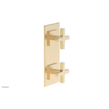 Phylrich - CROI - Thermostatic Valve with Volume Control or Diverter - Cross Handles - Satin Brass