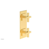 Phylrich - CROI - Thermostatic Valve with Volume Control or Diverter - Cross Handles - Satin Gold
