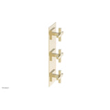 Phylrich - CROI - Thermostatic Valve with Two Volume Control - Cross Handles - Polished Brass Uncoated