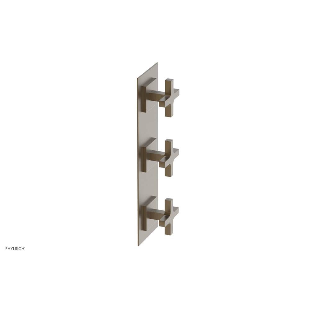 Phylrich - CROI - Thermostatic Valve with Two Volume Control - Cross Handles - Old English Brass