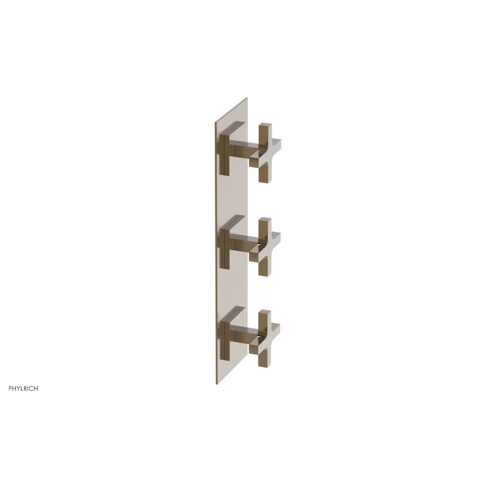Phylrich - CROI - Thermostatic Valve with Two Volume Control - Cross Handles - Antique Brass