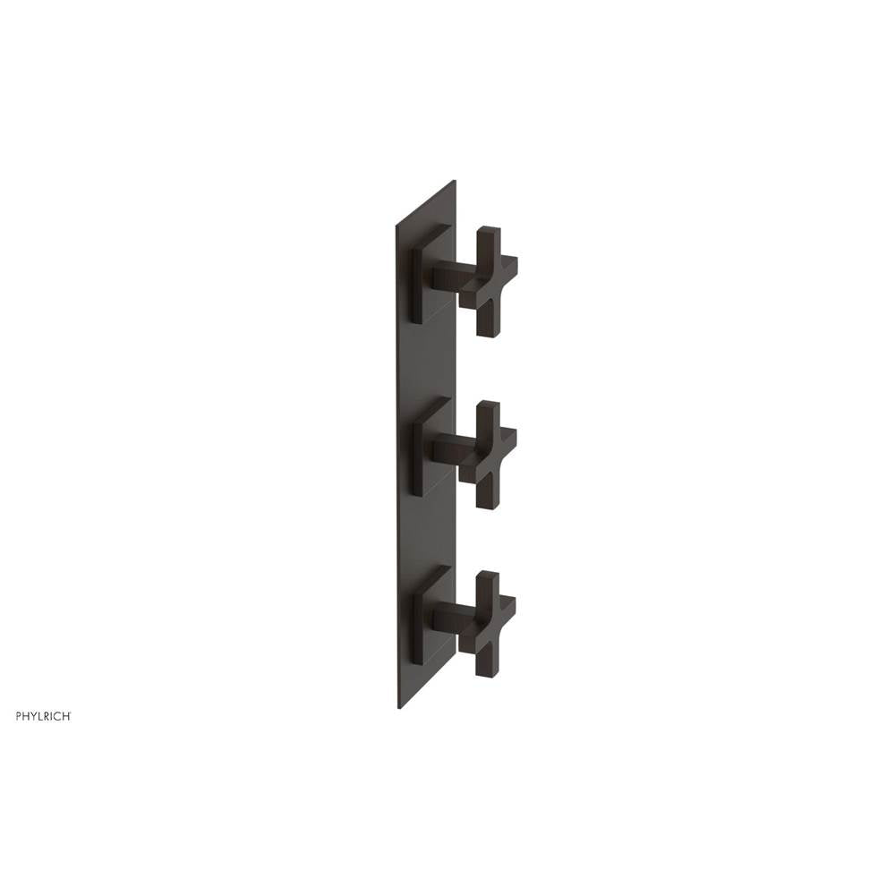 Phylrich - CROI - Thermostatic Valve with Two Volume Control - Cross Handles - Antique Bronze