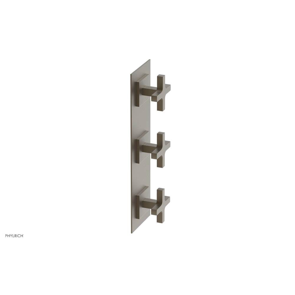 Phylrich - CROI - Thermostatic Valve with Two Volume Control - Cross Handles - Architectural Bronze