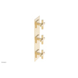 Phylrich - CROI - Thermostatic Valve with Two Volume Control - Cross Handles - Satin Brass