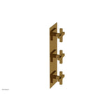 Phylrich - CROI - Thermostatic Valve with Two Volume Control - Cross Handles - French Brass