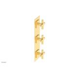 Phylrich - CROI - Thermostatic Valve with Two Volume Control - Cross Handles - Satin Gold