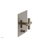 Phylrich - CROI - Pressure Balance Shower Plate with Diverter and Cross Handle Trim Set - Old English Brass