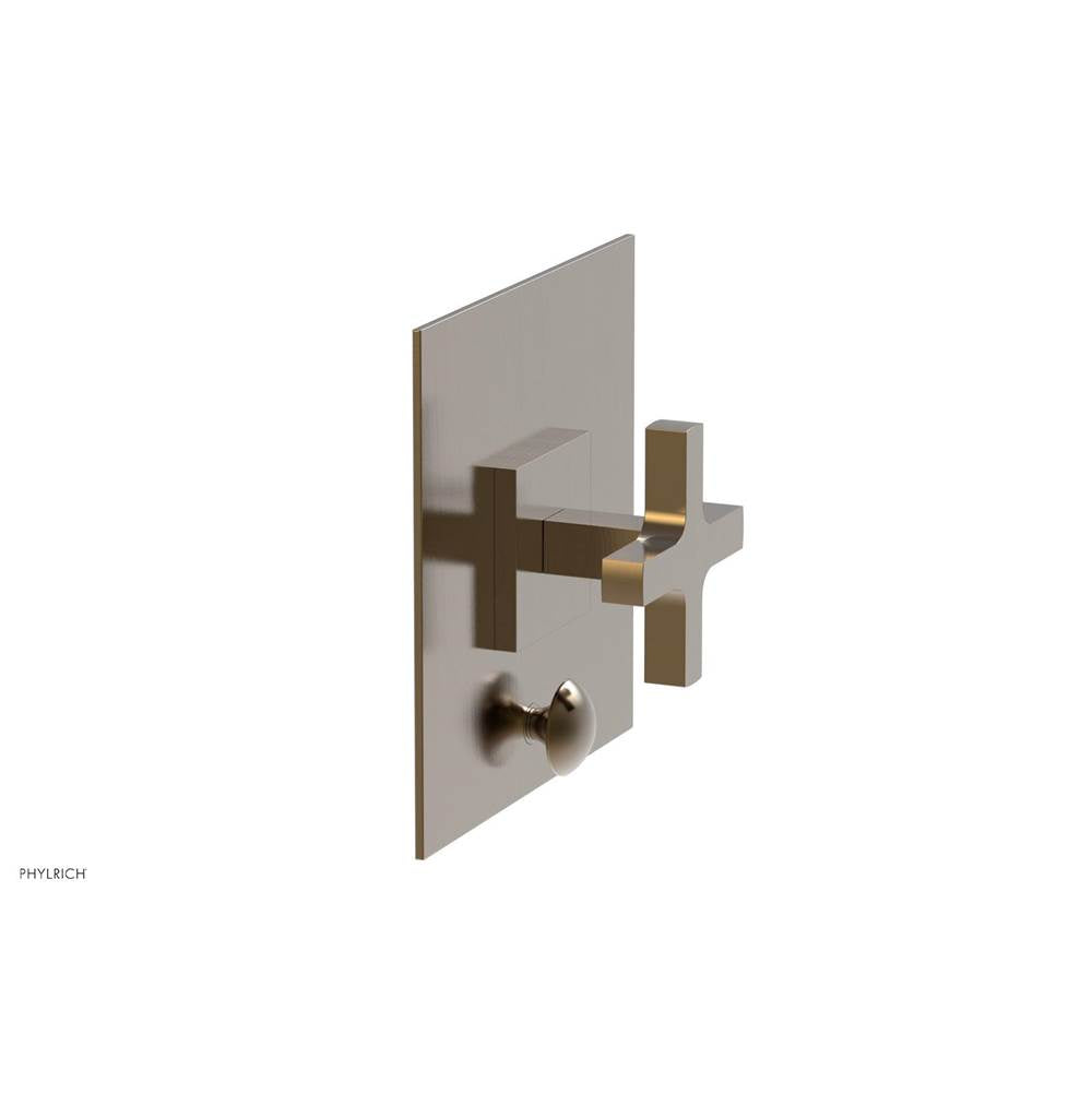 Phylrich - CROI - Pressure Balance Shower Plate with Diverter and Cross Handle Trim Set - Antique Brass