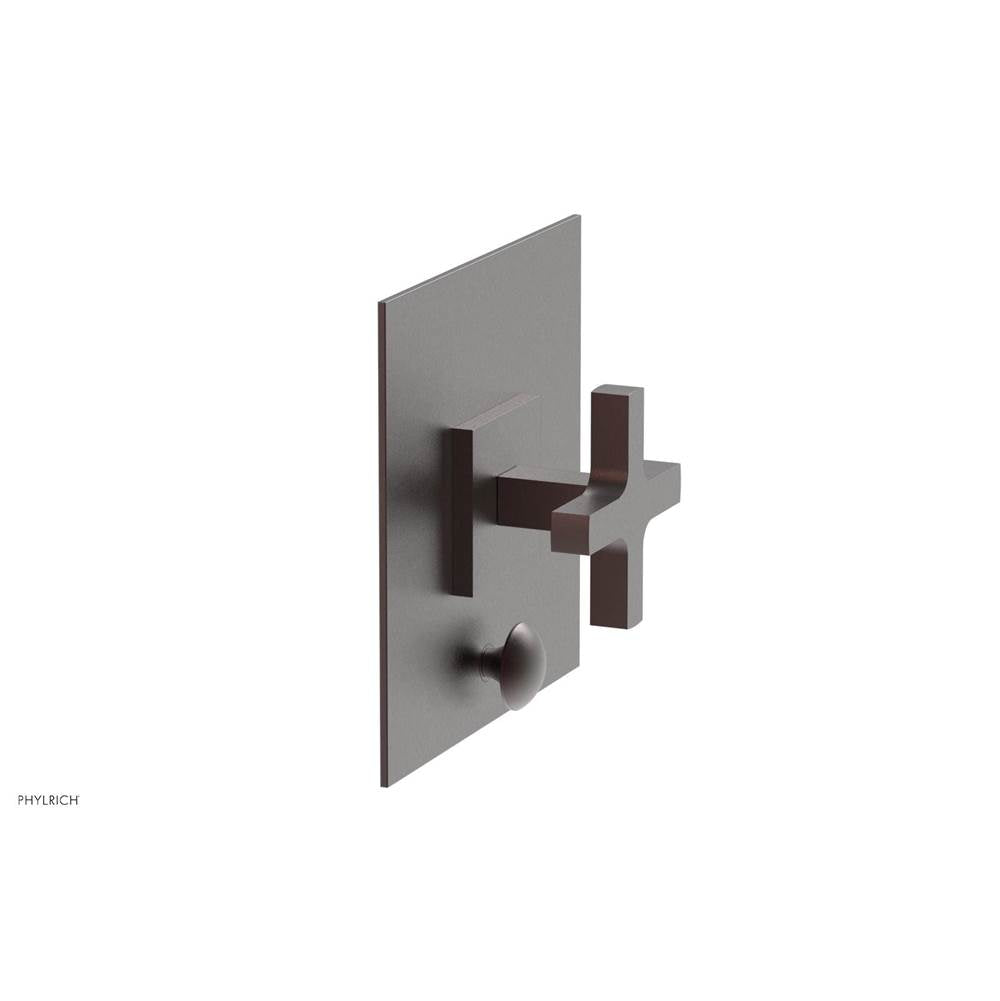 Phylrich - CROI - Pressure Balance Shower Plate with Diverter and Cross Handle Trim Set - Weathered Copper
