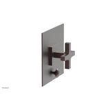 Phylrich - CROI - Pressure Balance Shower Plate with Diverter and Cross Handle Trim Set - Weathered Copper