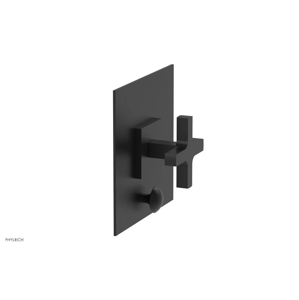 Phylrich - CROI - Pressure Balance Shower Plate with Diverter and Cross Handle Trim Set - Matte Black