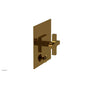 Phylrich - CROI - Pressure Balance Shower Plate with Diverter and Cross Handle Trim Set - French Brass