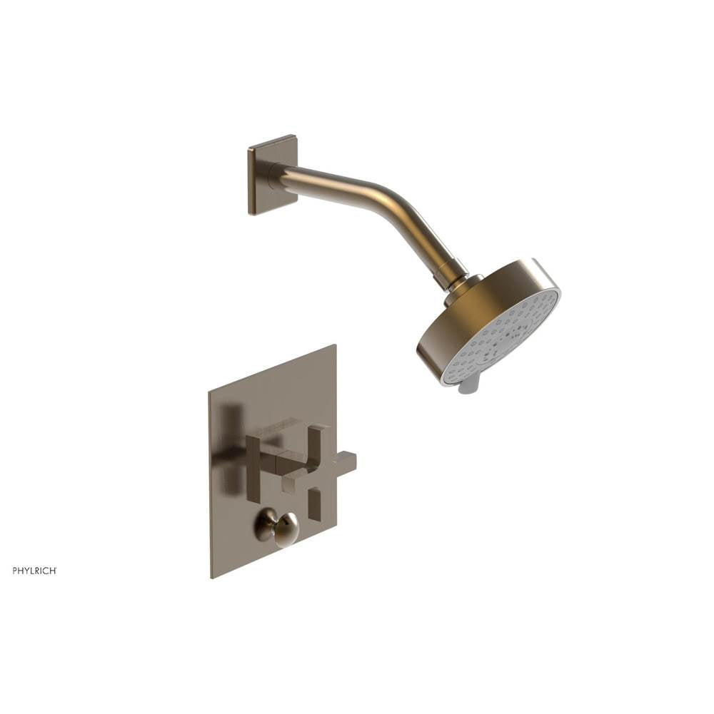 Phylrich - CROI - Pressure Balance Shower and Diverter Set (Less Spout), Cross Handle - Antique Brass