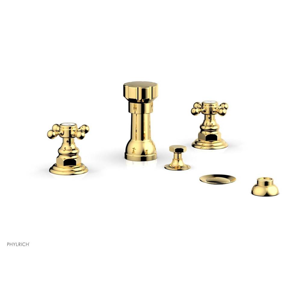 Phylrich - 4 Hole Bidet, Cross Hdl - Polished Gold