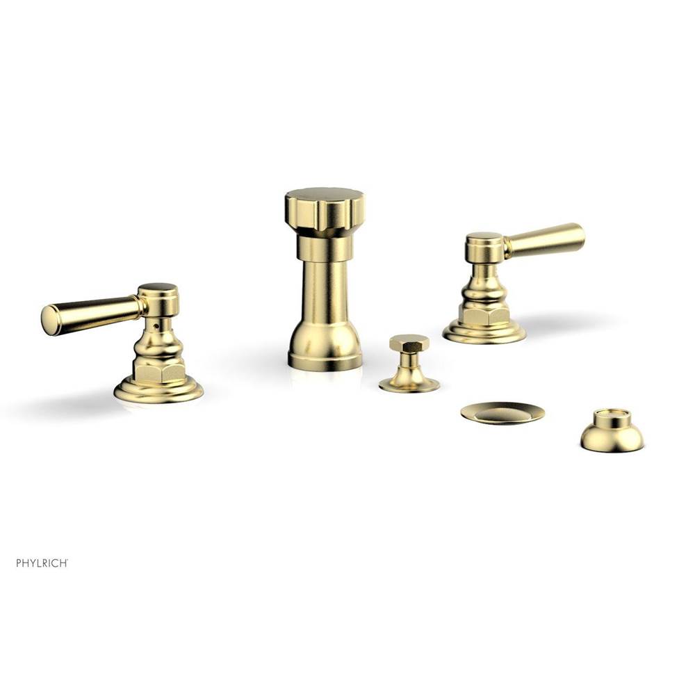 Phylrich - 4 Hole Bidet, Cross Hdl - Polished Brass Uncoated