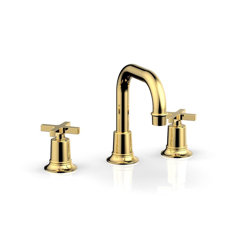 Phylrich - Widespread Faucet Hex Modcross Hdls, Flat Spout - Polished Gold