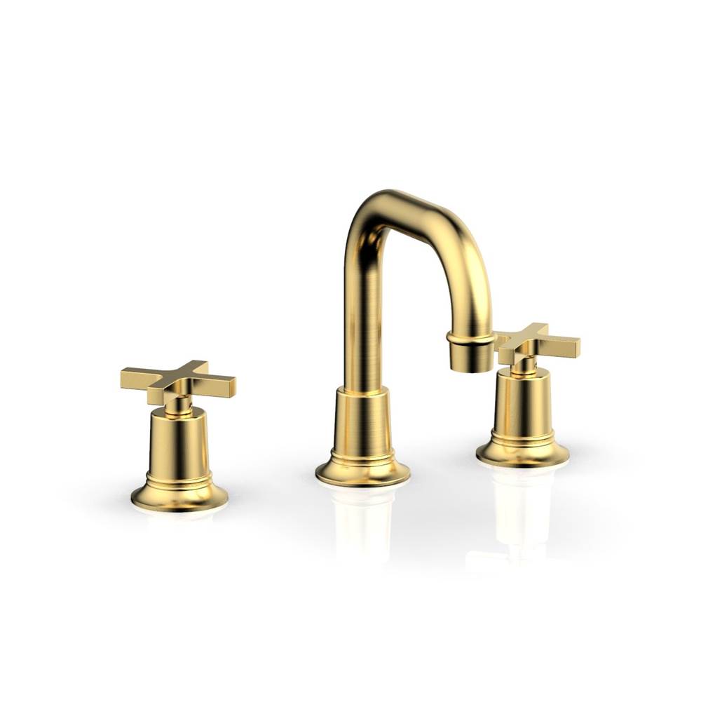 Phylrich - Widespread Faucet Hex Modcross Hdls, Flat Spout - Satin Gold